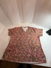 Carhartt Force Modern Fit V-Neck Scrub Top Pink Floral Print 3XL