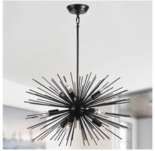 Black Sputnik Chandelier Vintage 9-Lights Geometric Starburst Chandelier Light