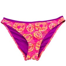 Joe Boxer Bikini Bottoms Women's Large Smiley Face Tie Dye Pink Purple Swimwear