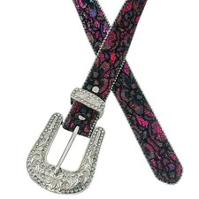 Nocona Belt Co. Vintage Silver Beaded Floral Embroidered Rhinestone Belt Sz M