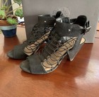 Vince Camuto Black Fisherman Strappy Caged Block Heel Sandals - Size 38 / US 8 W — photo 4