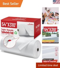 Plastic Table Cloth, 310 Ft X 54 in Disposable Tablecloth White Plastic Table...