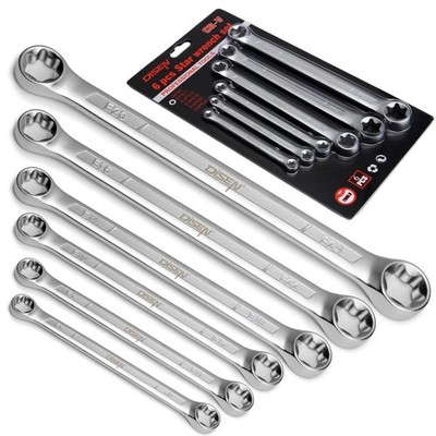 6-Piece E-Torx Wrench Set, Double Box End Wrench Set, CR-V Steel, Spanner Set...