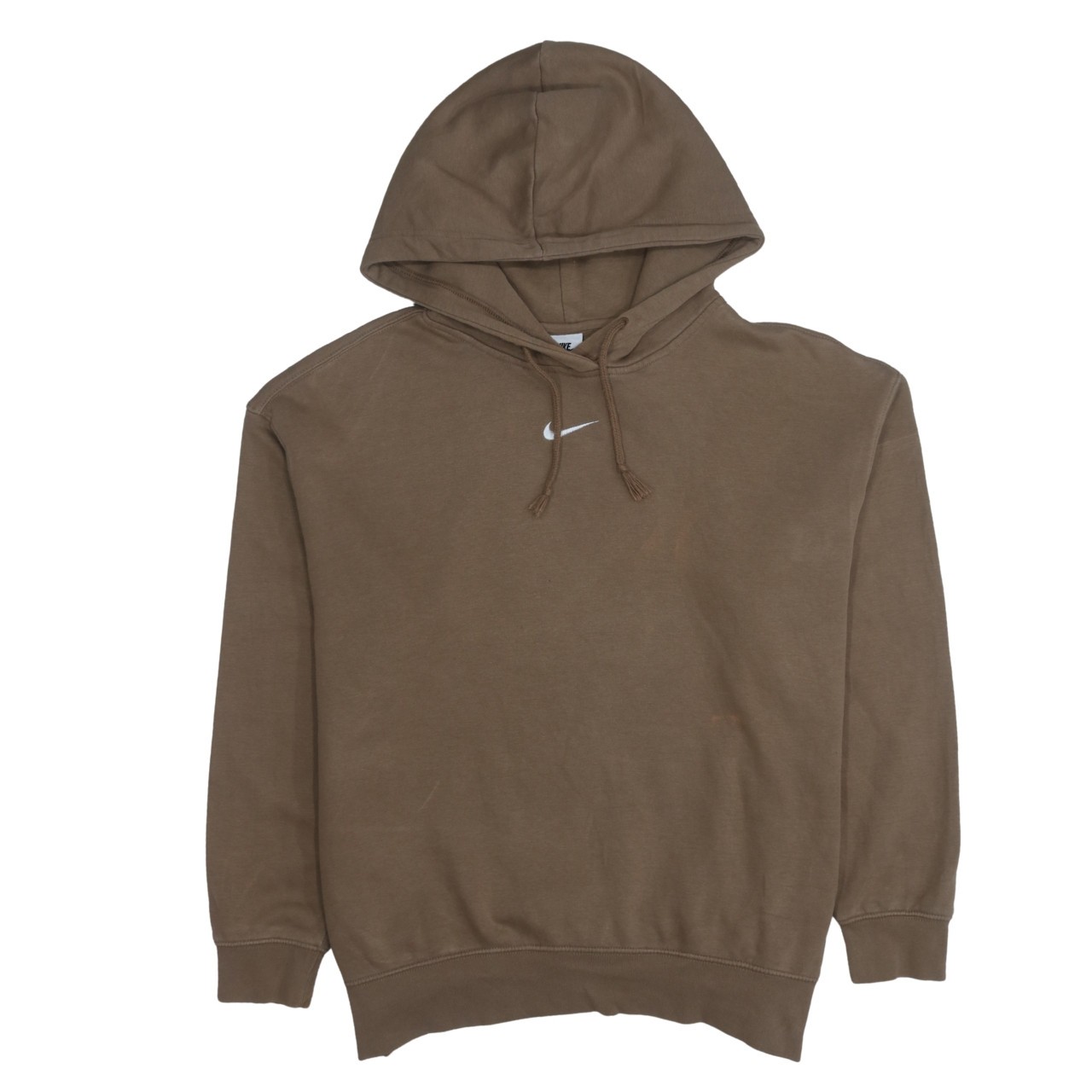 Nike Mens Hoodie Brown Fleece Embroidered Swoosh Pullover Hooded Sweatshirt S
