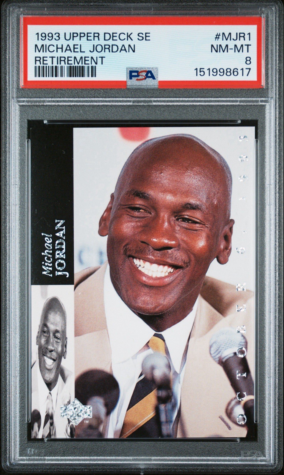 Michael Jordan PSA 8 NM-Mint 1993 Upper Deck SE #MJR1 Retirement Chicago Bulls