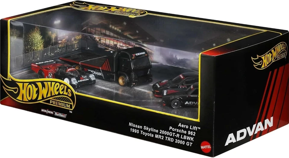 Hot Wheels ADVAN Racing Display Set, 3 Cars & Transporter - Image 3 of 4
