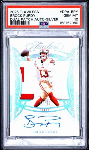 2025 PANINI FLAWLESS DUAL PATCH AUTOGRAPHS #DPA-BPY BROCK PURDY /25 PSA 10 POP1