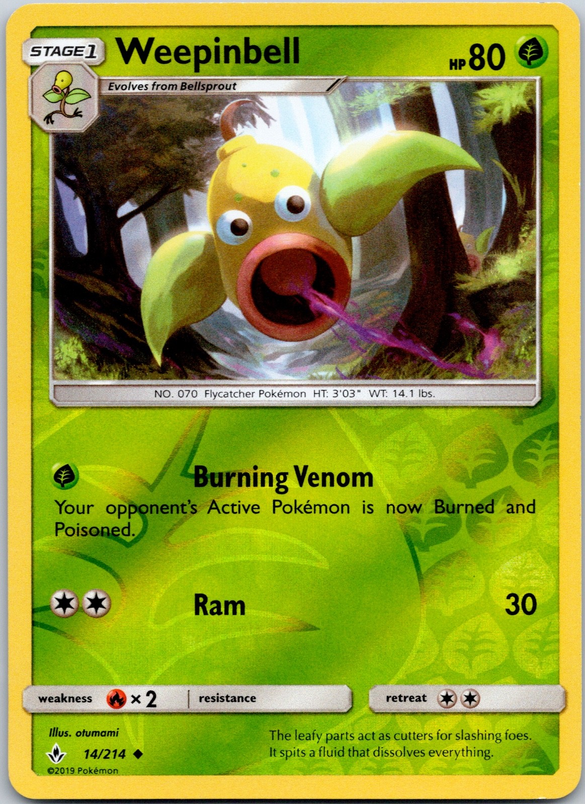 Weepinbell Reverse Holo 14/214 LP SM - Unbroken Bonds