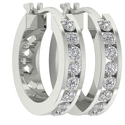 Creolen Ohrringe VS1 F 0,35 Ct natürlicher Diamant 14K Weißgold Bewertung 0,50 Zoll