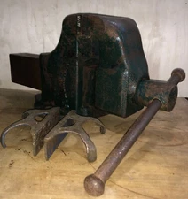 VTG COLUMBIAN 504 MACHINIST BENCH VISE W/ Copper Soft Jaws (FREE S&H) VICE USA