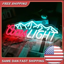 Coors Light Neon Sign, Dimmable Bar Decor for Home, Man Cave, Club, Party