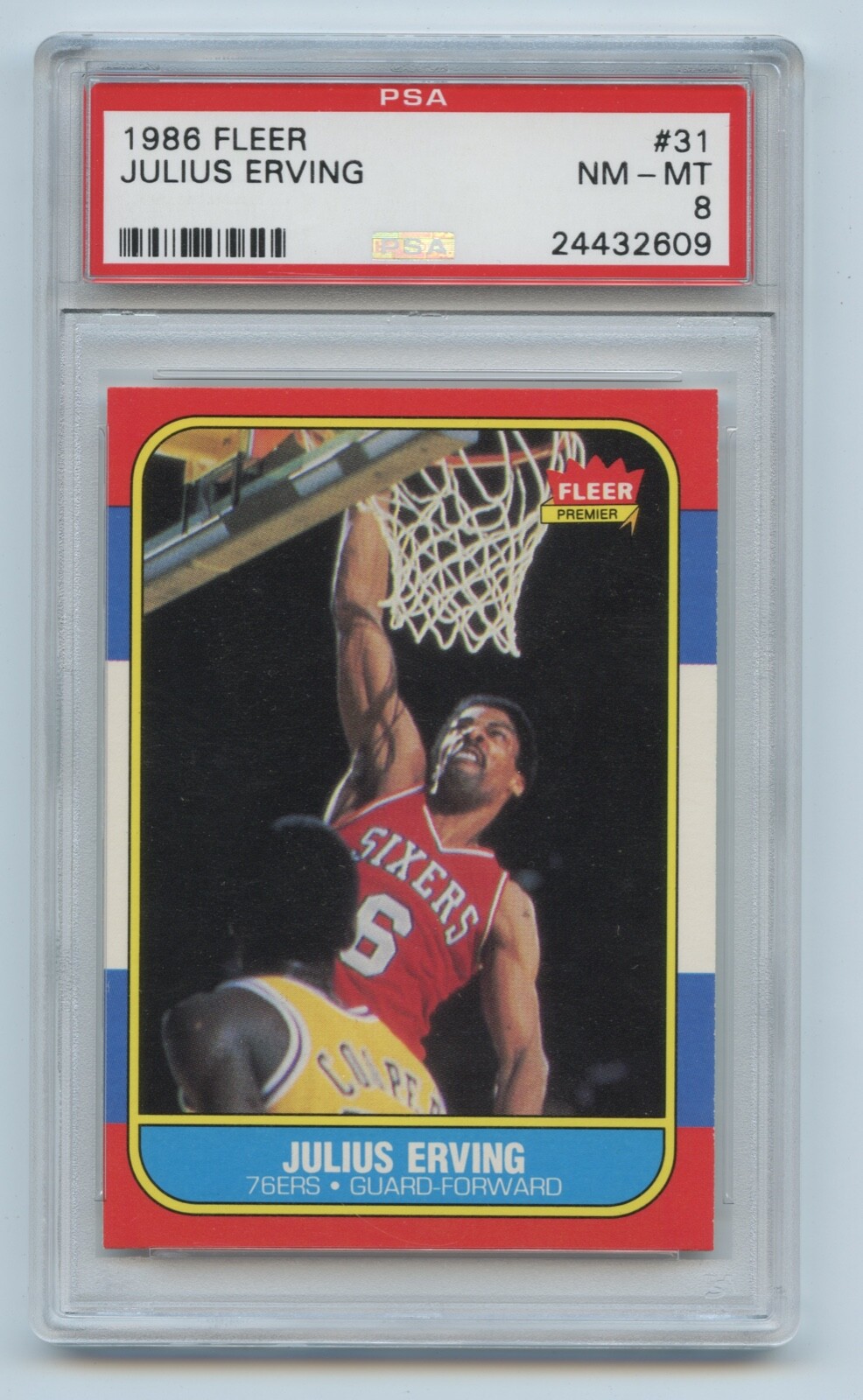 1986 Fleer Basketball, Julius Erving #31, PSA-8