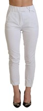DONDUP Pants White High Waist Tapered Women Trousers IT38/US4/XS 260usd