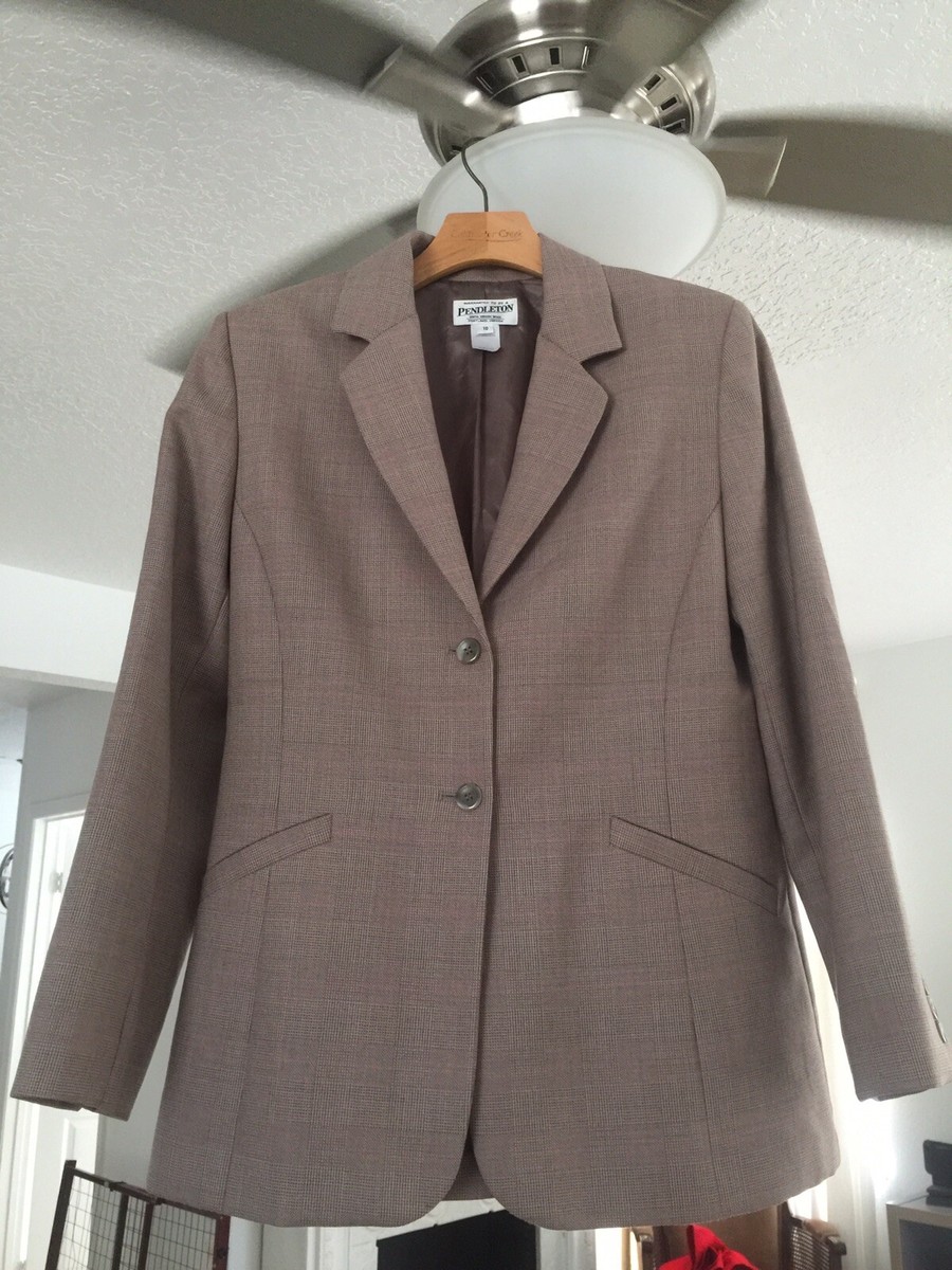 Blazer Pendleton 100% Laine Vierge Taille 10 - Veste Vintage à Carreaux Beige