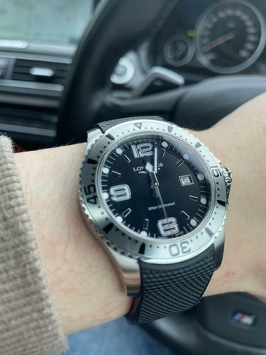 Longines HydroConquest L3.640.4 Date Quartz Rubber Belt Men's Watch | eBay