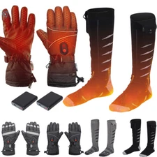 Electric Heated Socks+Heated Gloves Rechargeable Battery Men Women Winter Warmer