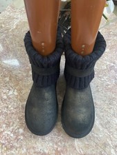 UGG Cambridge S/N 1006738 Women's Metallic Black Suede Knit Boots Sz 6 EUC  249
