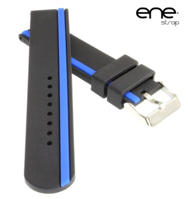 Premium ene strap Silikon Uhrenband Modell 105-Regatta schwarz-königsblau 22 mm