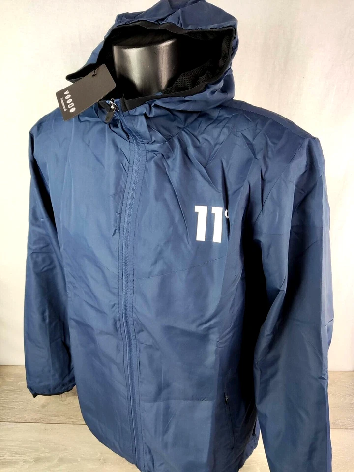 11 GRADOS Oficial Marina Rompevientos Chaqueta Impermeable Para Hombre Campana con Cremallera Completa Mediana Foto 2 de 4