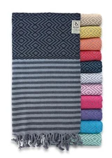 RAY SILVER Turkish Beach Towel Oversized 40x71 100% Cotton Sand Free Quick Dr...