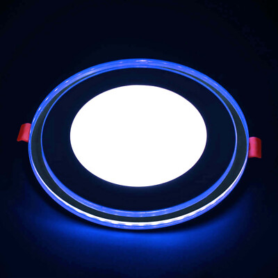 SCHLANKE LED EINBAUSPIEGEL CHROM BLAU/LILA KANTE BELEUCHTET PANEL LICHT RUND/ECKIG