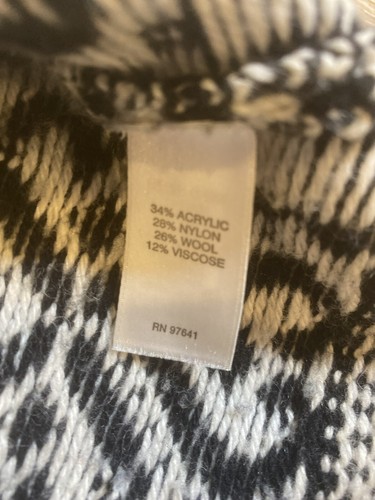 J. Jill Fair Isle Sweater XS Wool Blend Black White Pullover Long Sleeve Boxy - Picture 3 of 7