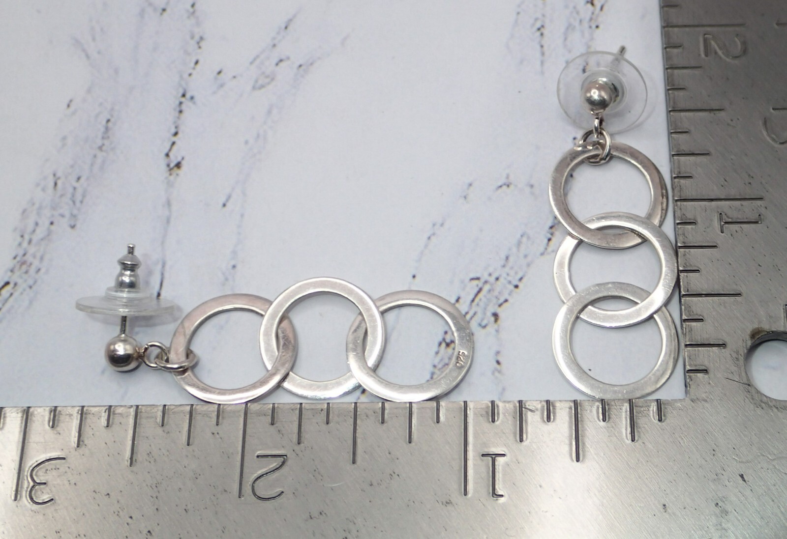 STERLING SILVER (925) INTERLOCKING CIRCLE EARRING… - image 9