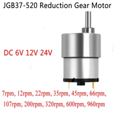 1Pcs DC 6/12/24V Reduction Gear Motor 7RPM-960RPM Large Torque GearBox JGB37-520