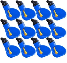 12 PACK AUTOMATIC WATERER DRINKER CUPS CHICKEN COOP POULTRY CHOOK BIRD WATER