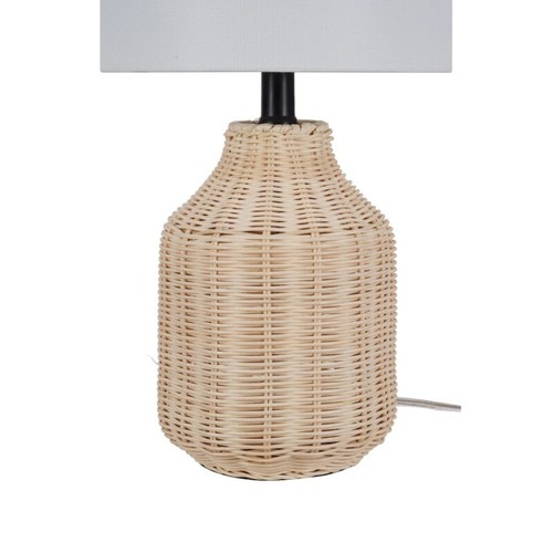 18" Woven Rattan Table Lamp Natural Finish Decorate Desk Lamps Home Bedroom New - Picture 6 of 10
