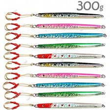 10pcs Fishing 300g Speed Vertical Jig 10.5oz Big Game Trolling w/ assist hooks