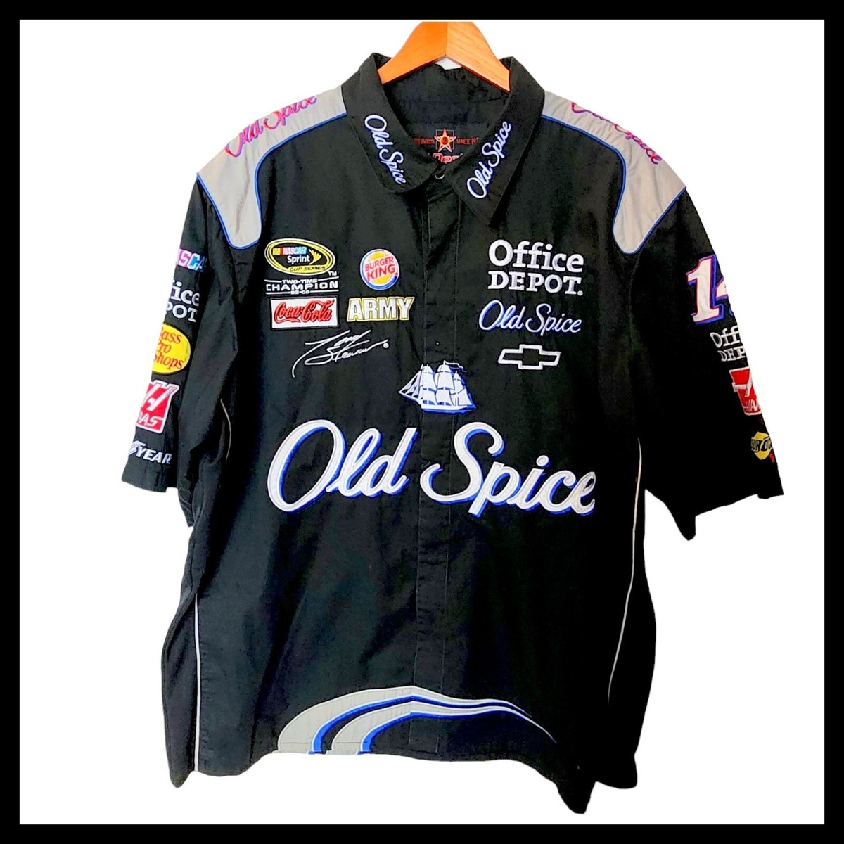 Nascar Tony Stewart JH Design Crew Snap Button Shirt Sleeve