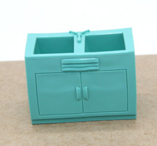 Vintage Dollhouse Turquoise Double Kitchen Sink 2 7/8" Wide