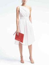 NWT Banana Republic One-Shoulder Poplin Dress SZ 4 #783559 v712/726