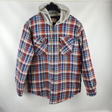 Wrangler Shirt Jacket Mens Large Authentics Quilted L/S Flannel Plaid Hoodie
