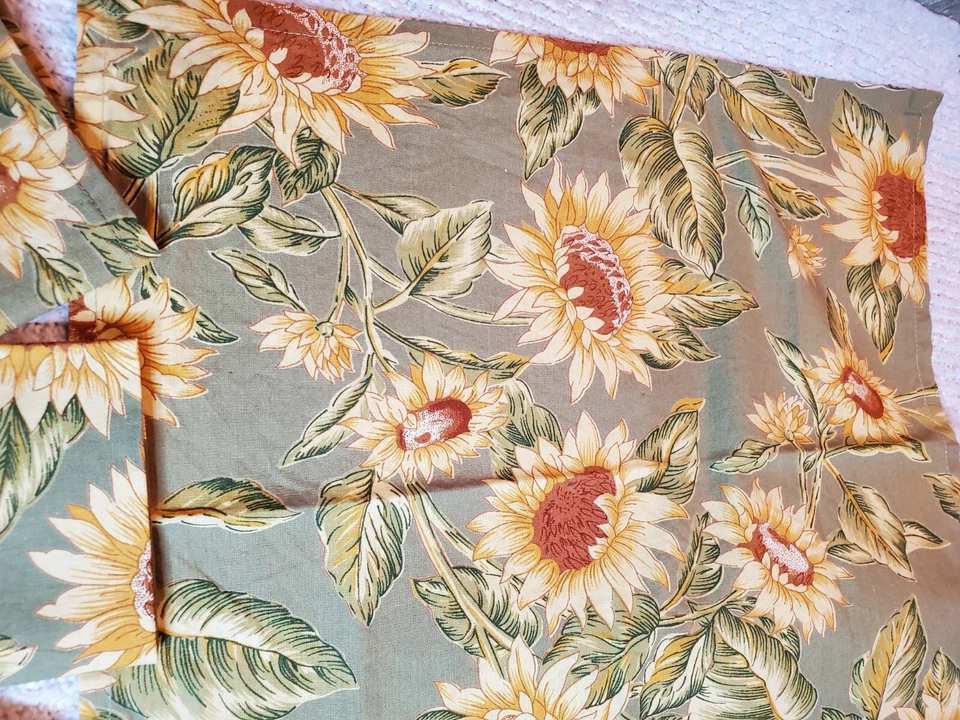 Juego de servilletas de tela floral verde April Cornell girasol (4) cuatro telas de algodón Foto 2 de 4
