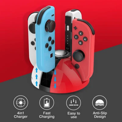 ANTANK Joy-Con 4-Controller Charging Stand Dock Charger for Nintendo Switch Console UK