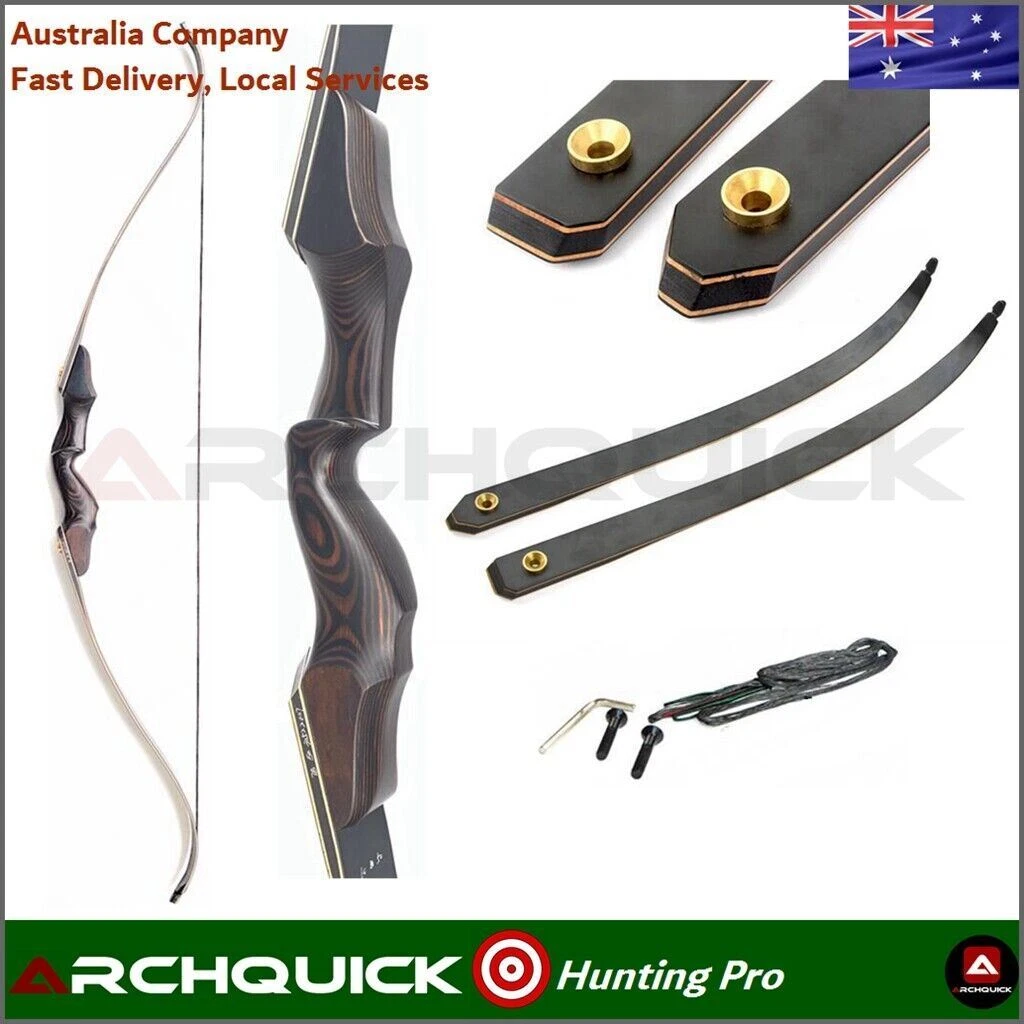 Junxing 60" GT D63 BLACK WOOD Recurve Take Down Target & Hunting Bow 30-60lbs