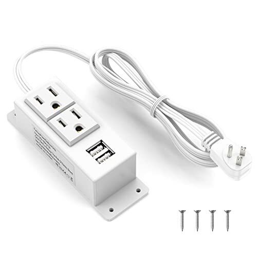 Power Strip with USB, Wall Mountable Socket Surge Protector White-2AC+2USB