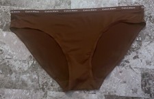 NWOT CALVIN KLEIN BROWN SMOOTH THIN MATERIAL LOGO WAISTBAND BIKINI PANTIES
