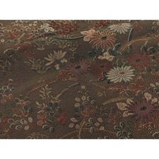 Rare Kimono Heiwaya Autumn Grass Gold Oni-Shibo Crepe Used Japan