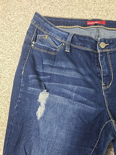 YMI Jeans Womans 18 Blue Denim Tapered Distressed Embroidered Casual Comfort - Picture 2 of 16