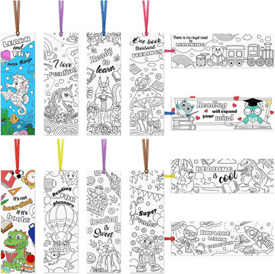 36 Stücke Color Your Own Papier Lesezeichen, Doppelseitige DIY Malbuch Paper Boo