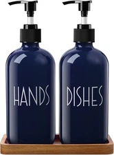 Navy Blue Dish Soap Dispenser for Kitchen - 16 OZ Hand 