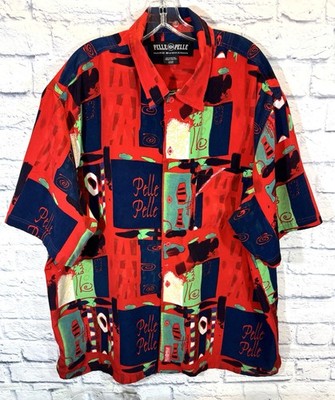 Vtg Pelle Pelle Marc Buchanan Men's XXL Dress Shirt Button Down Abstract Y2K