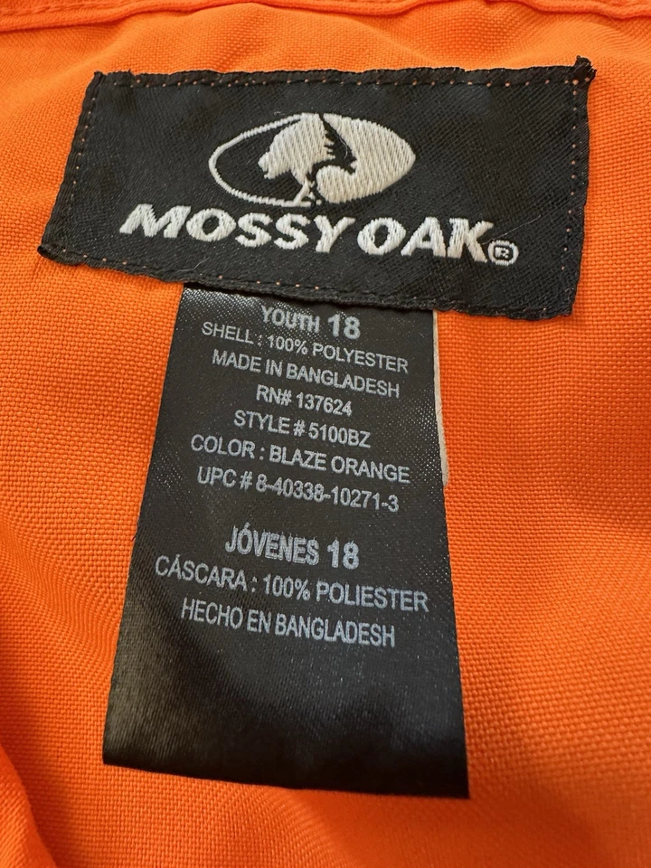 Hunting Safety Vest Mossy Oak Blaze Orange Padded Shoulders Youth 18 - Image 4 of 4
