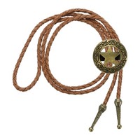 Vintage Bolo-Krawatte Stern-AnhäNger Gold/Hellbraun Leder