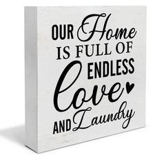 Country Laundry Room Wood Box Sign Decor Desk Sign Endless Laundry Quote Wooden