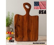 Acacia Wood Cutting Board with Handle   Premium Solid Wooden Chopping Board