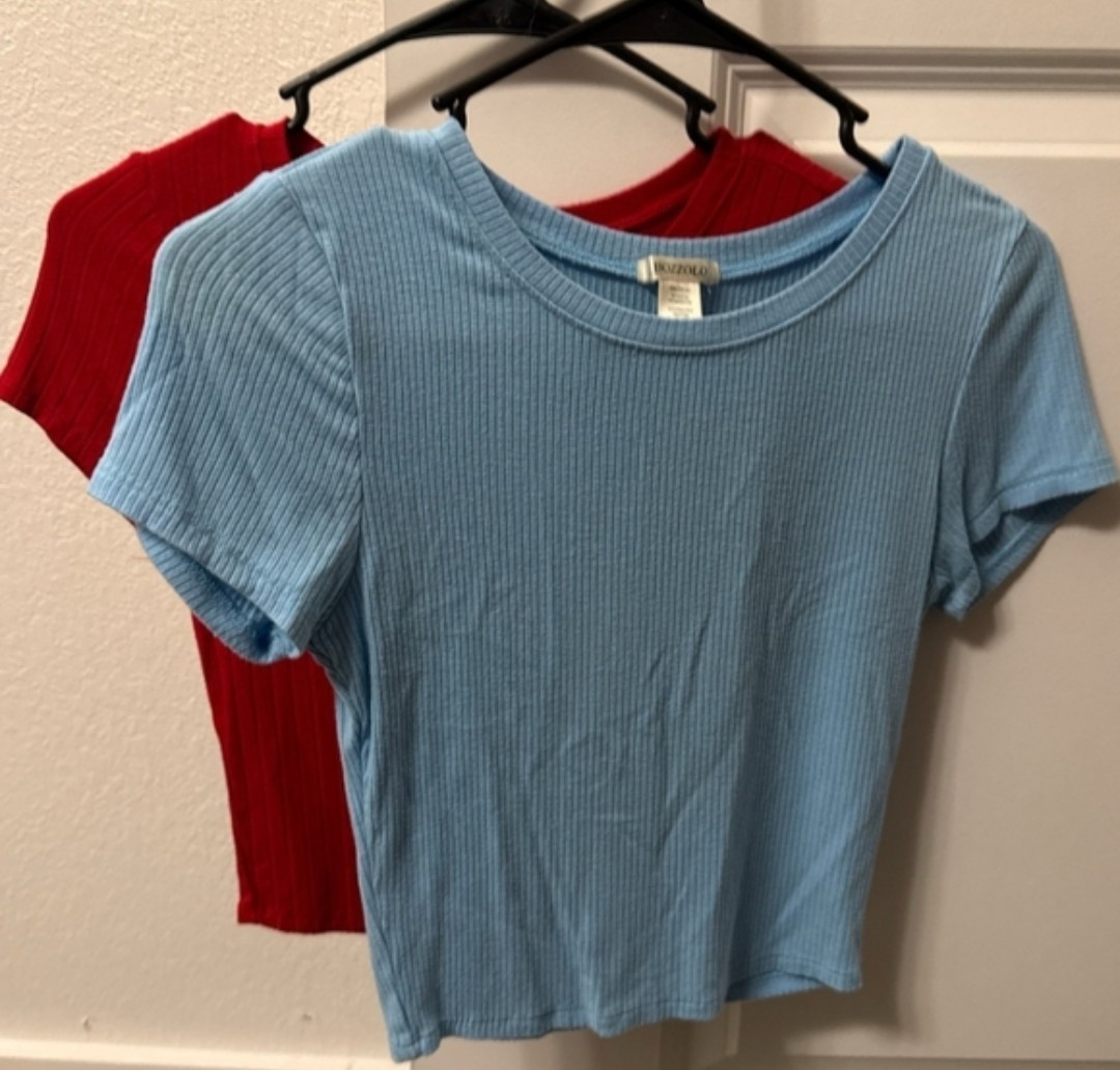 Bundle Bozzolo Ribbed Top Red & Blue Size Small